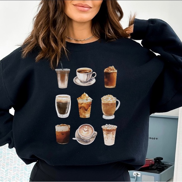 Coffee Lover Cute Cozy Sweatshirt - Picture 1 of 8